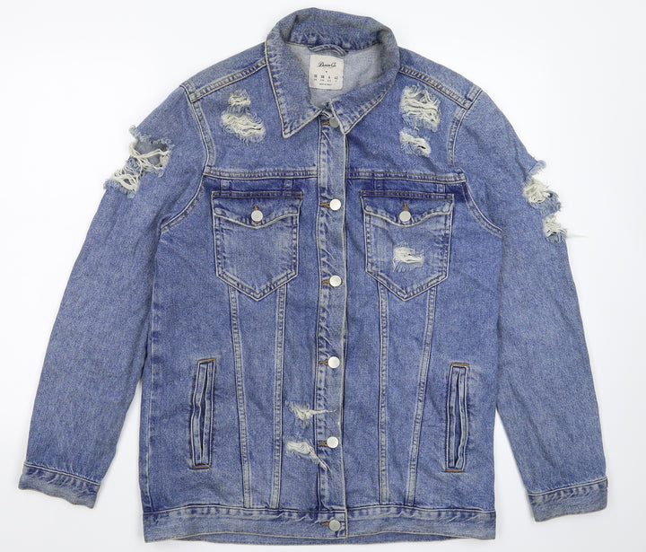 Denim & Co. Womens Blue  Denim Jacket  Size 10  - Distressed