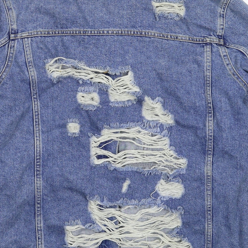 Denim & Co. Womens Blue  Denim Jacket  Size 10  - Distressed