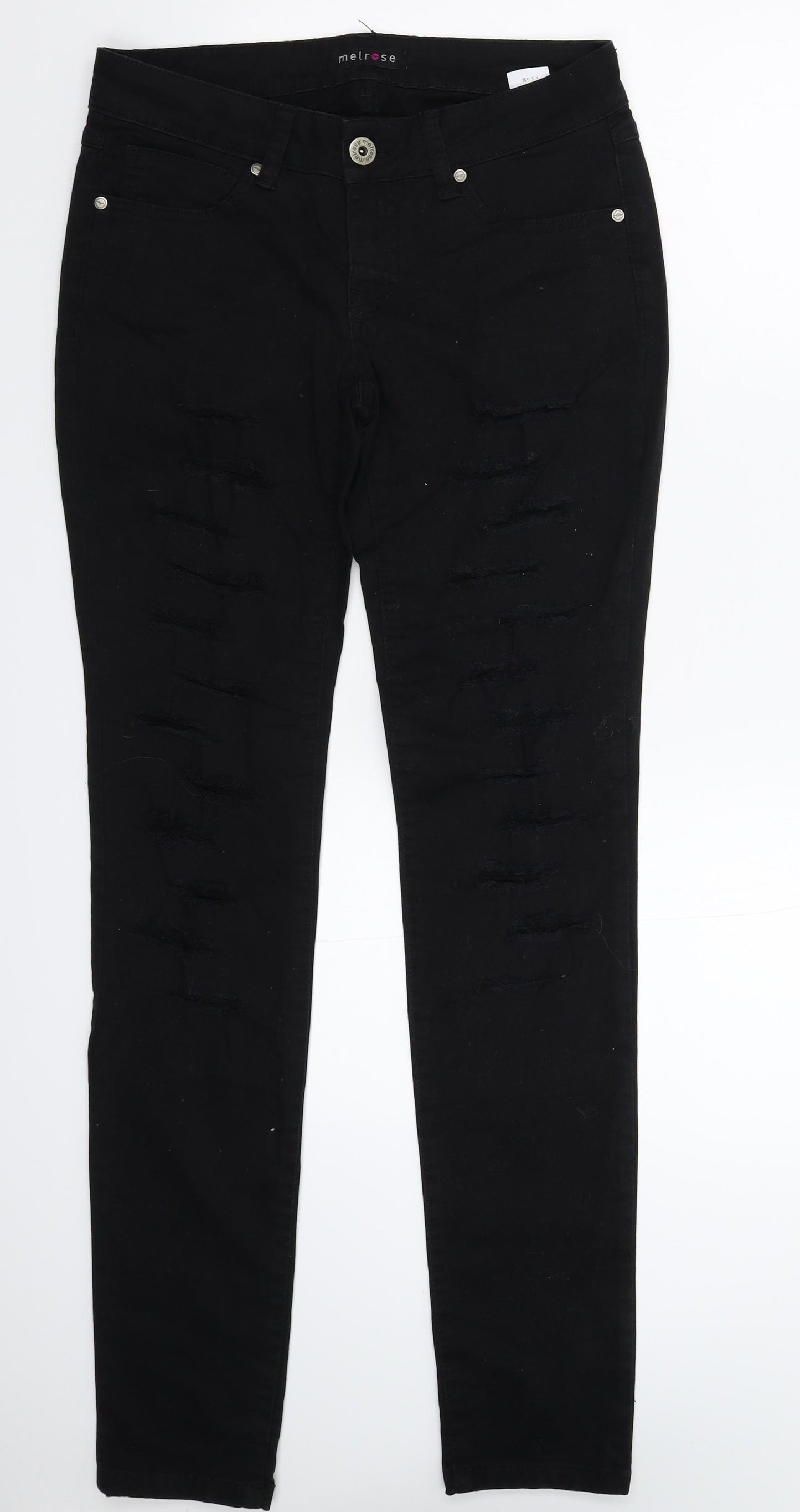 Melrose Womens Black  Denim Skinny Jeans Size 10 L32 in