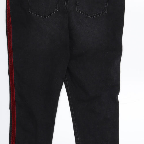 Matalan Womens Black Striped Denim Skinny Jeans Size 18 L27 in