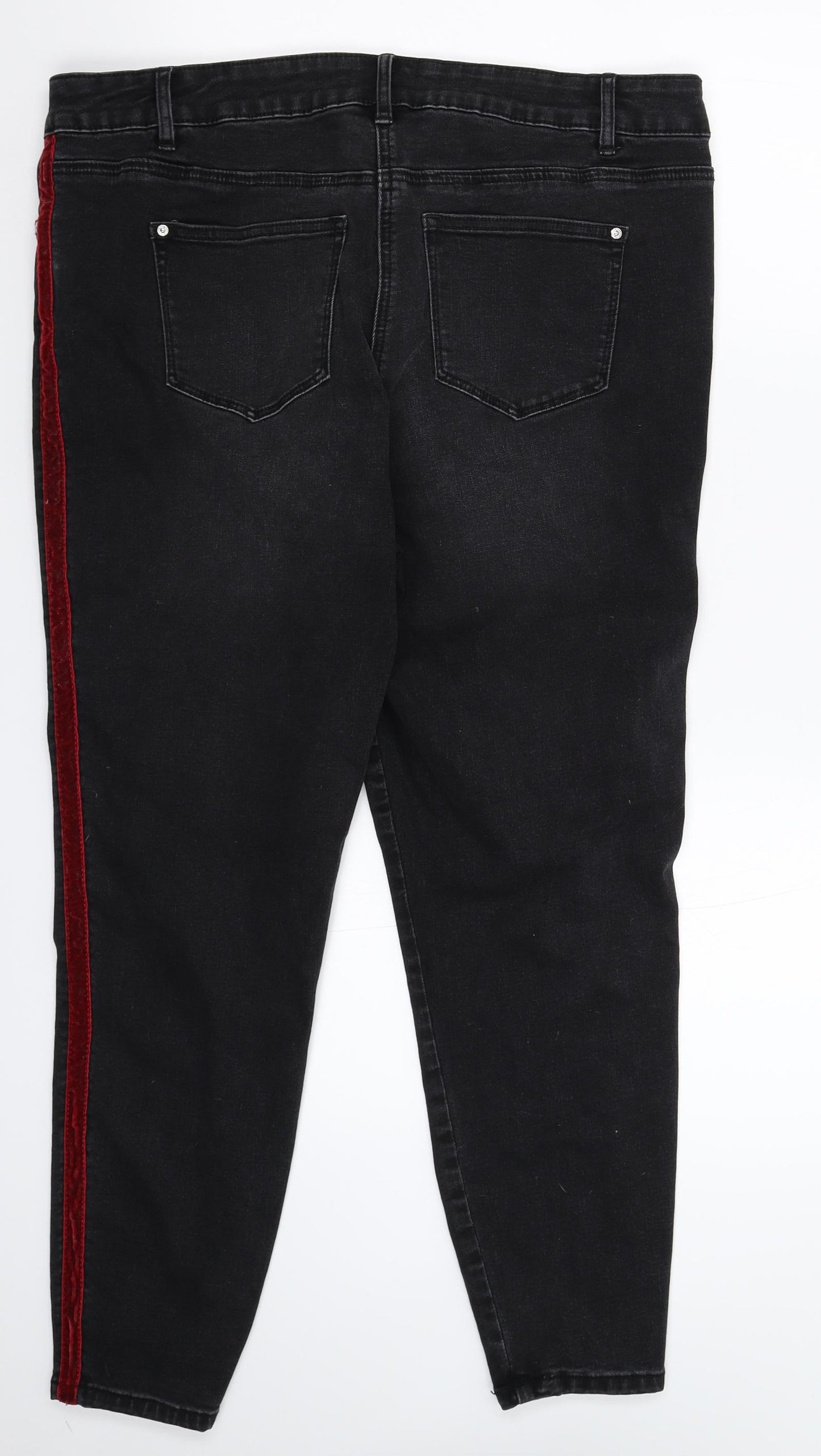 Matalan Womens Black Striped Denim Skinny Jeans Size 18 L27 in