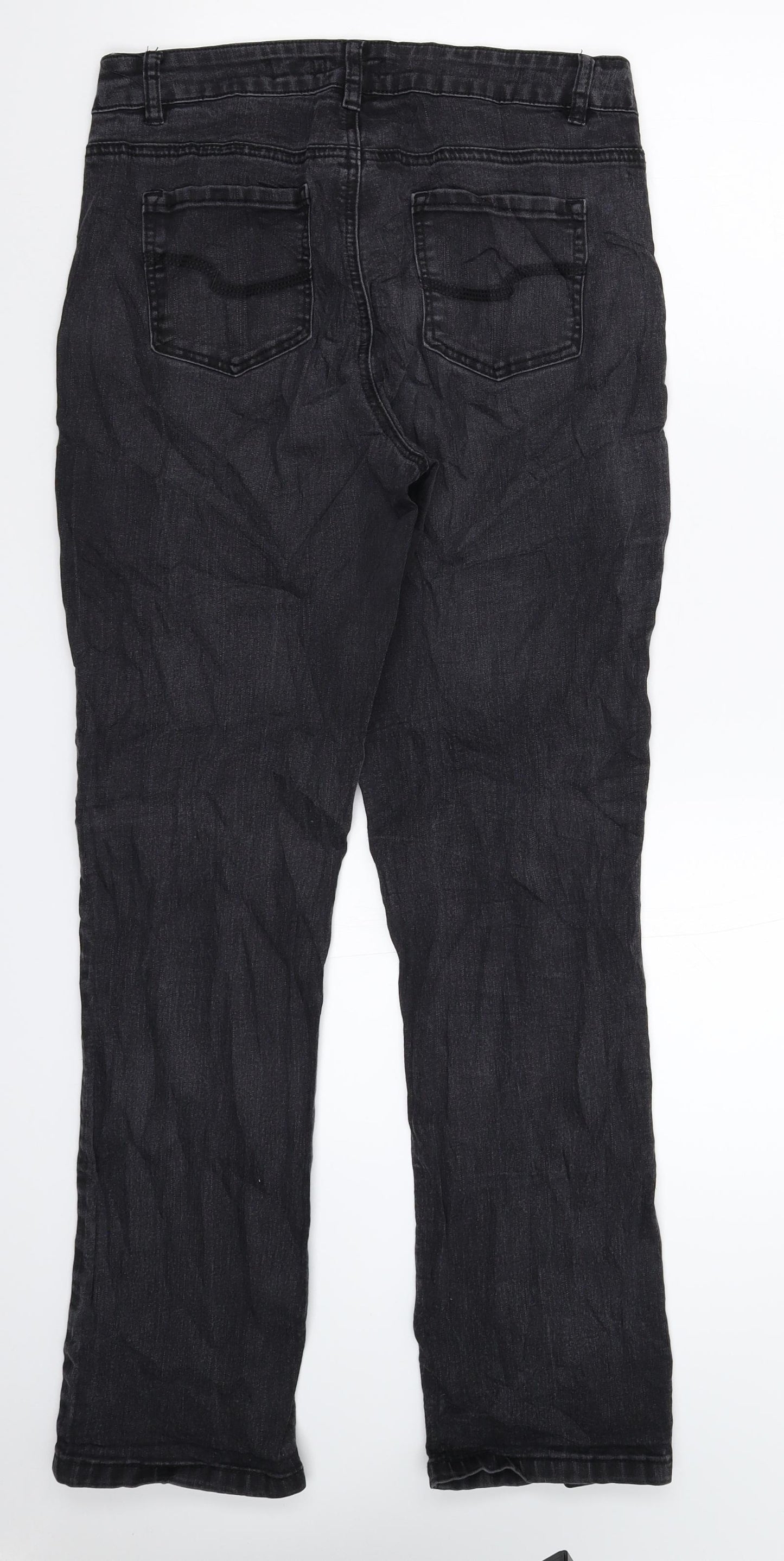 TU Womens Black  Denim Straight Jeans Size 12 L30 in