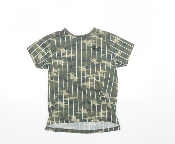 Primark Boys Green Striped Basic T-Shirt Size 9-10 Years