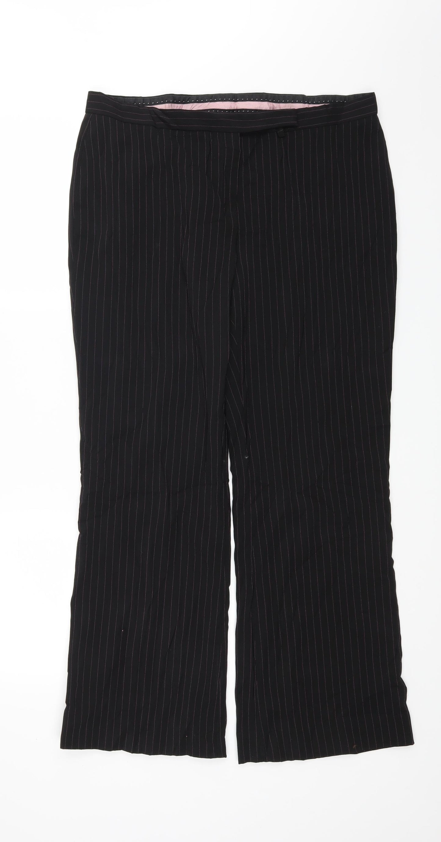 River Island Womens Black Striped  Trousers  Size 16 L27 in