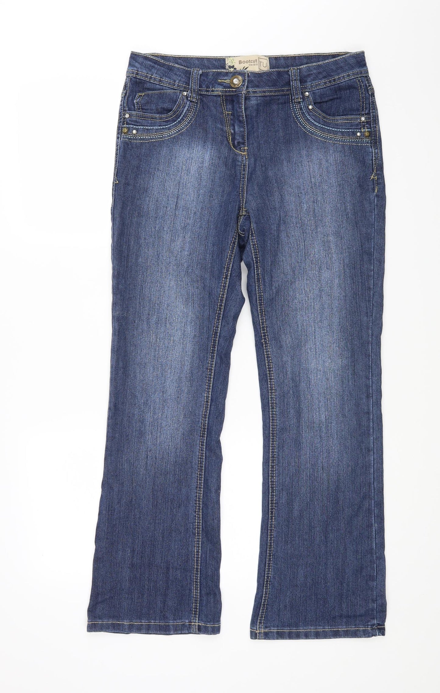 TU Womens Blue  Denim Bootcut Jeans Size 10 L28 in