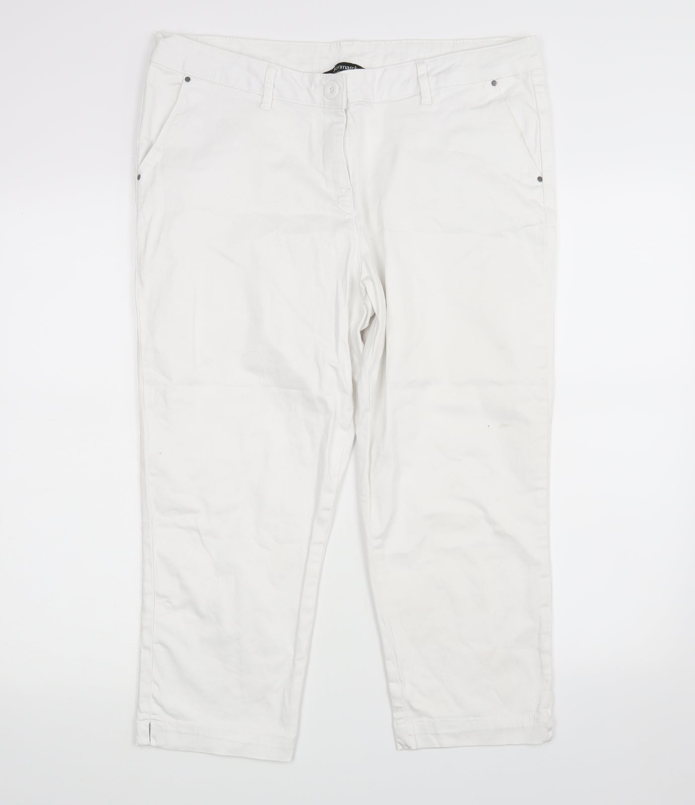 Bonmarché Womens White  Denim Cropped Jeans Size 16 L20 in - m