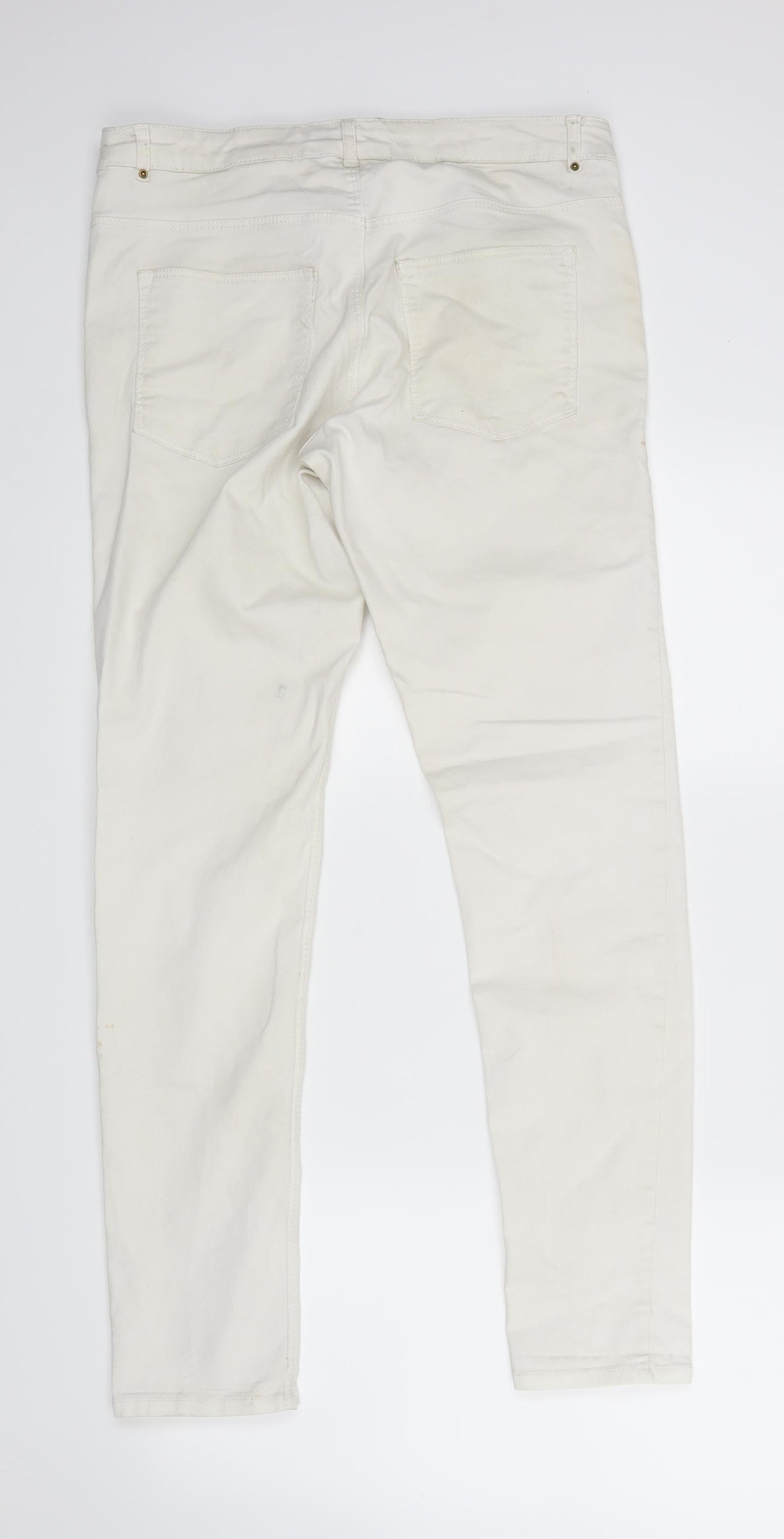 H&M Womens White  Denim Skinny Jeans Size 14 L27 in