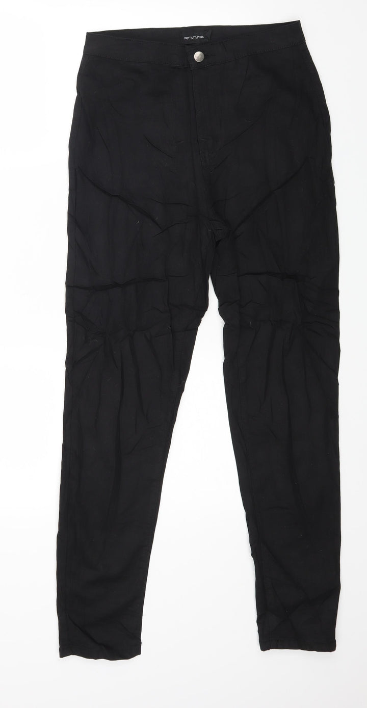 PRETTYLITTLETHING Womens Black Denim Skinny Jeans Size 10 L27 in