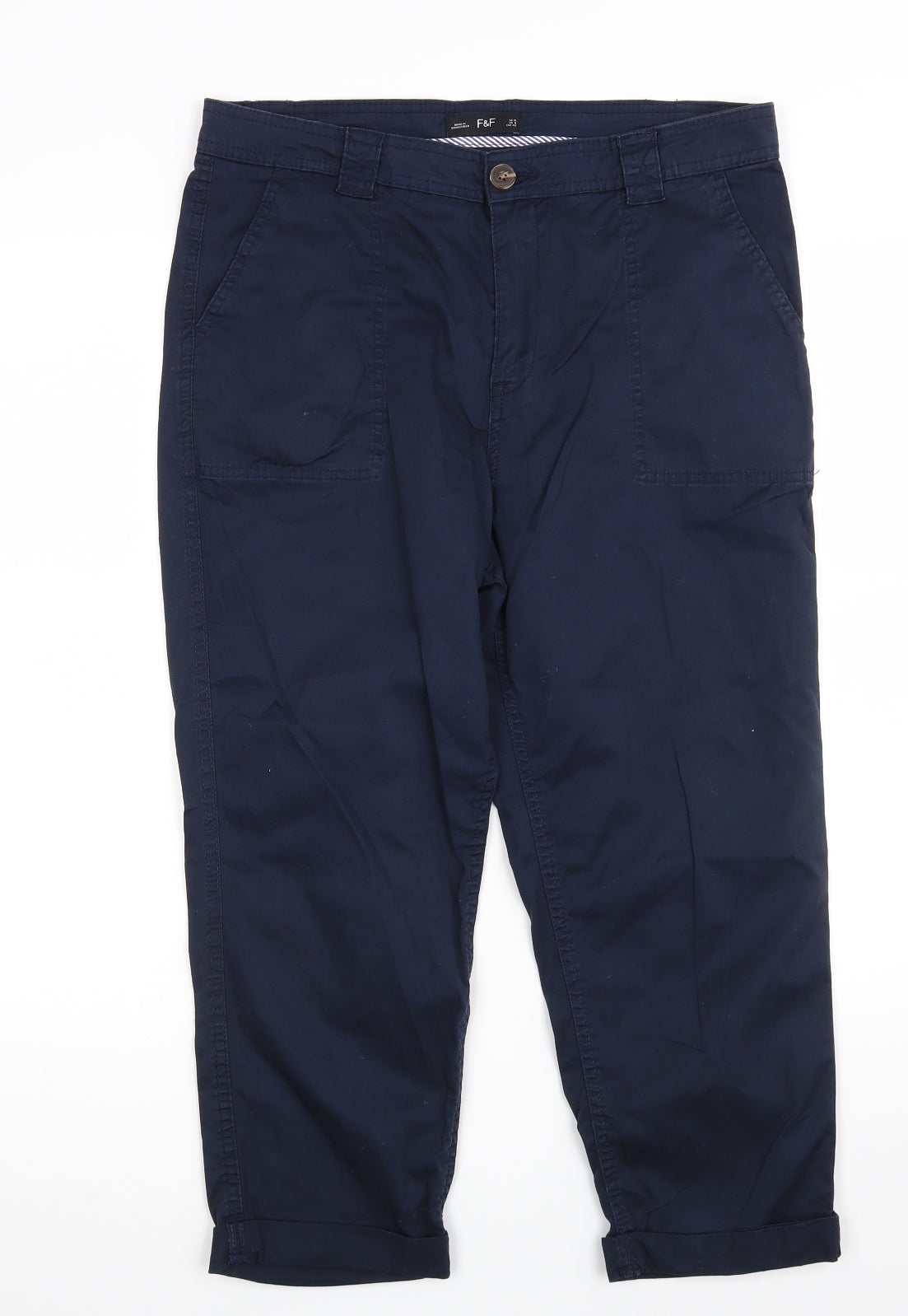 F&F Womens Blue   Chino Trousers Size 12 L24 in