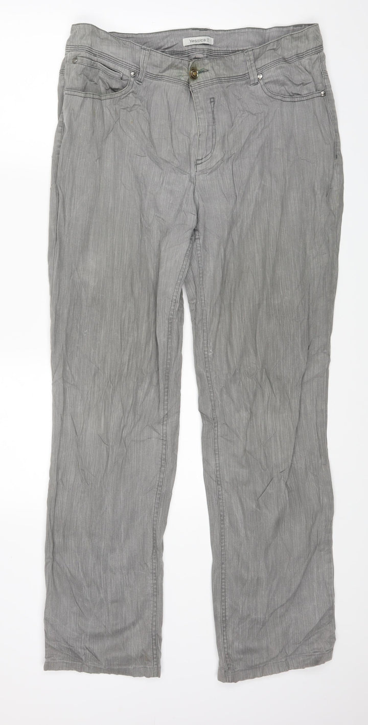 Yessica Womens Grey  Denim Straight Jeans Size 14 L28 in