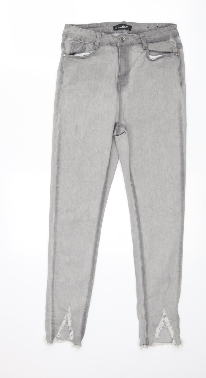 Missguided Womens Grey Denim Skinny Jeans Size 8 L25 in