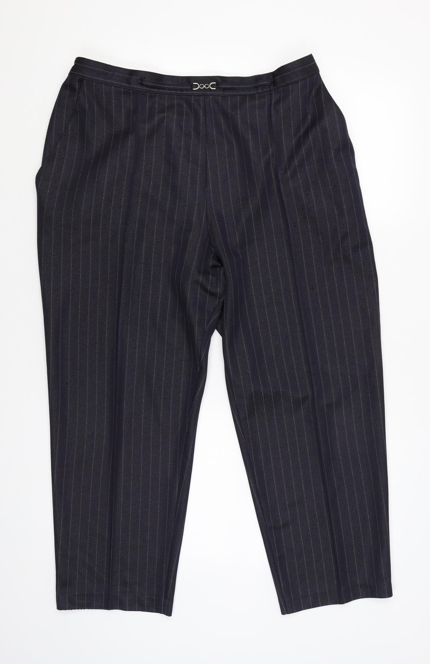 Marks and Spencer Womens Blue Striped  Trousers  Size 20 L24 in