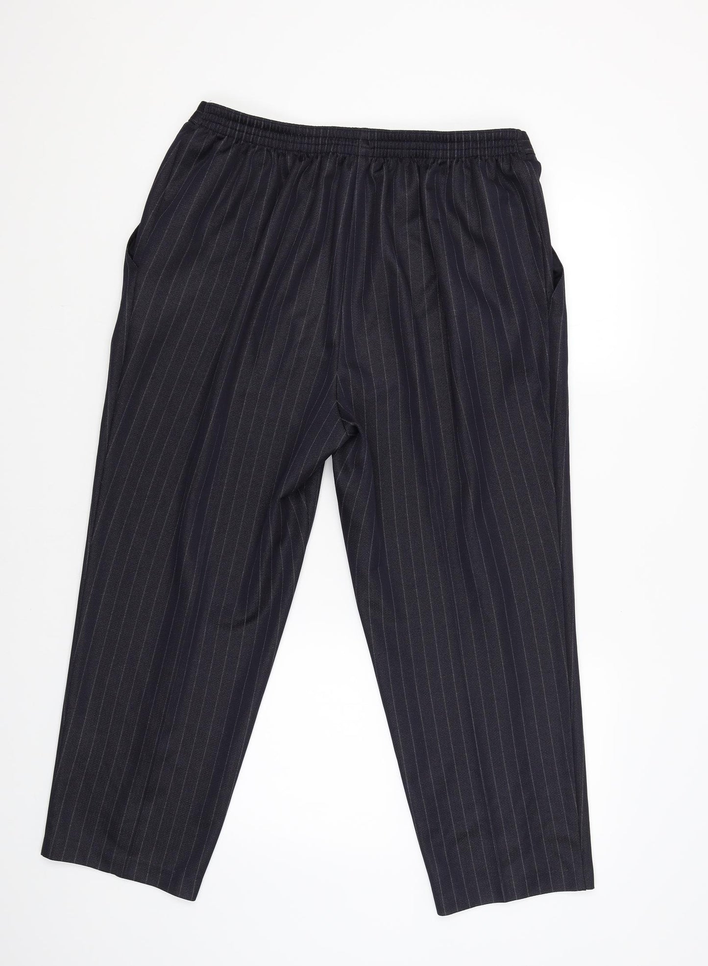 Marks and Spencer Womens Blue Striped  Trousers  Size 20 L24 in