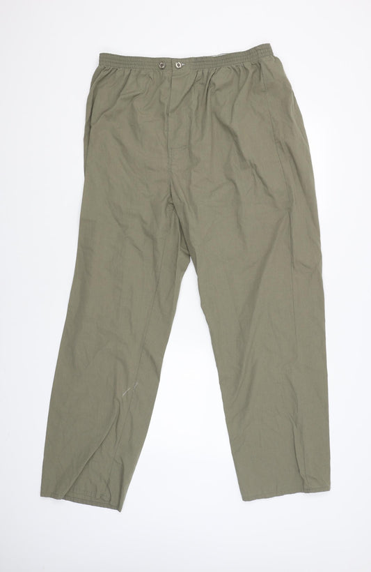 Front view of Preworn men’s green sweatpants, size XL, 30-inch leg