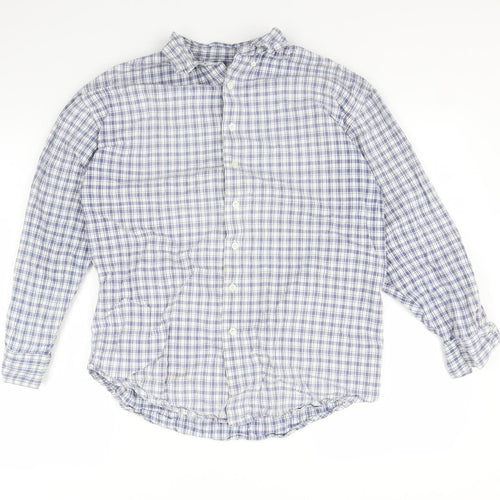 Emma & Co Mens Blue Plaid   Button-Up Size M