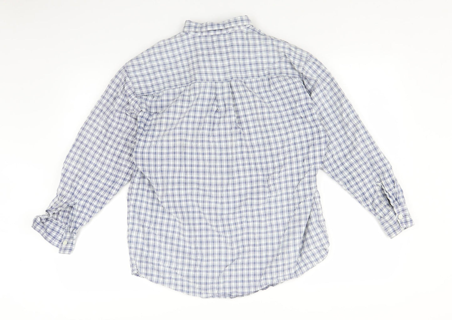 Emma & Co Mens Blue Plaid   Button-Up Size M