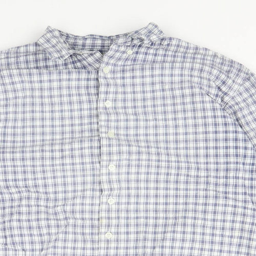Emma & Co Mens Blue Plaid   Button-Up Size M