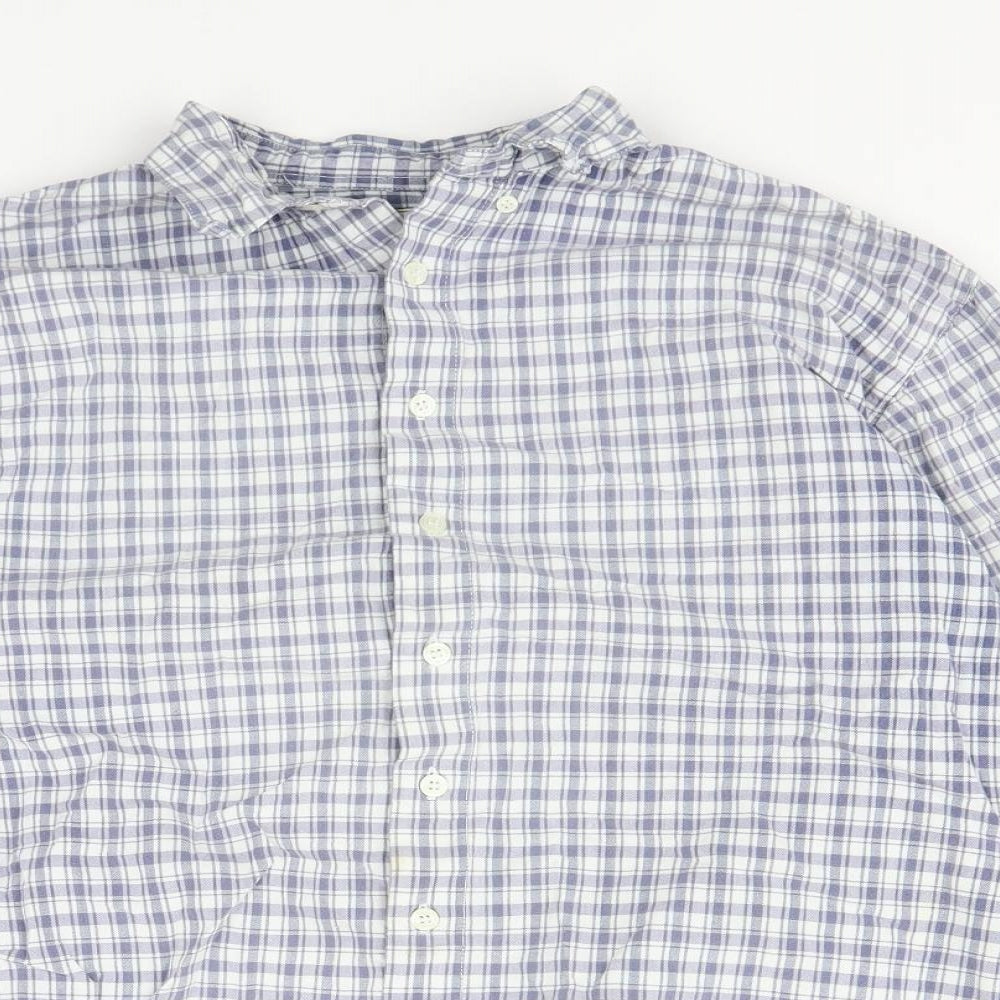 Emma & Co Mens Blue Plaid   Button-Up Size M