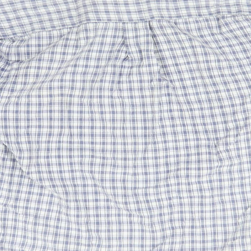 Emma & Co Mens Blue Plaid   Button-Up Size M