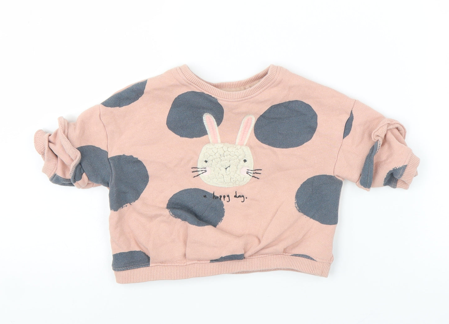 NEXT Girls Pink Polka Dot  Pullover Jumper Size 6-9 Months