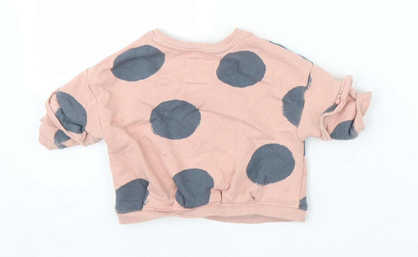 NEXT Girls Pink Polka Dot  Pullover Jumper Size 6-9 Months