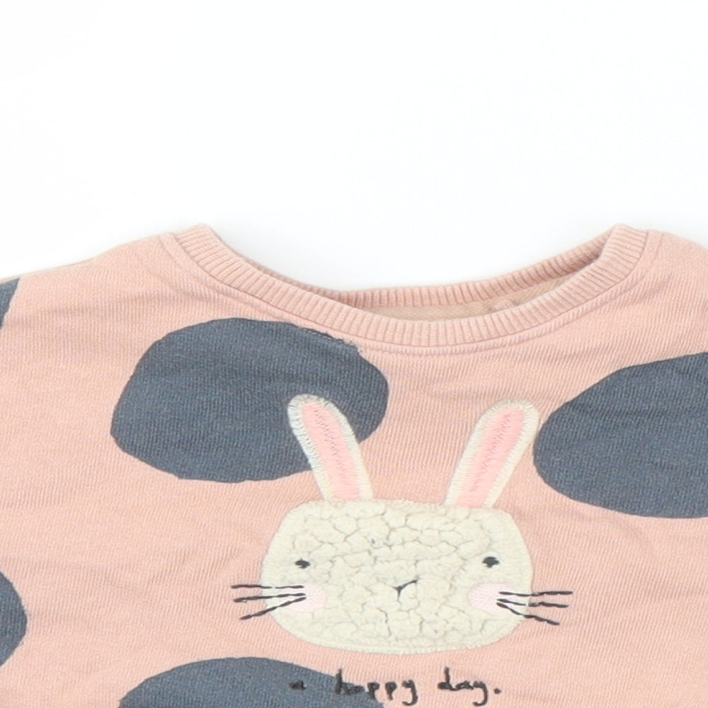 NEXT Girls Pink Polka Dot  Pullover Jumper Size 6-9 Months