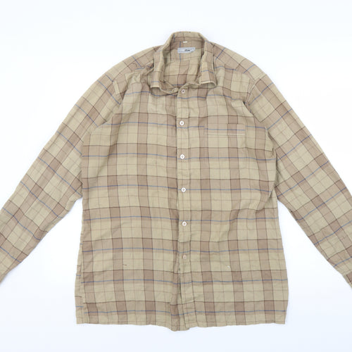 Willow Mens Brown Plaid   Button-Up Size L