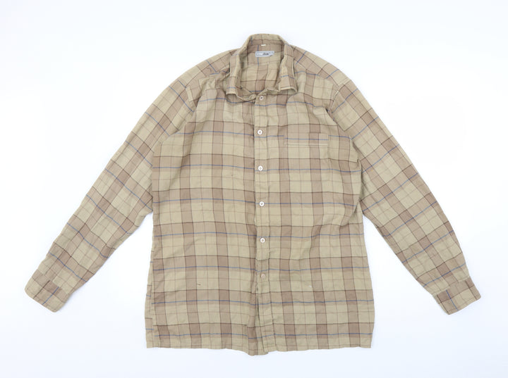 Willow Mens Brown Plaid   Button-Up Size L