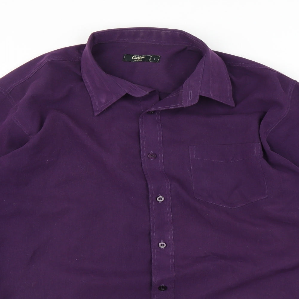 Cotton Traders Mens Purple    Button-Up Size L