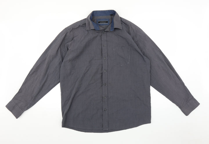 Morgan Mens Grey    Button-Up Size 15.5