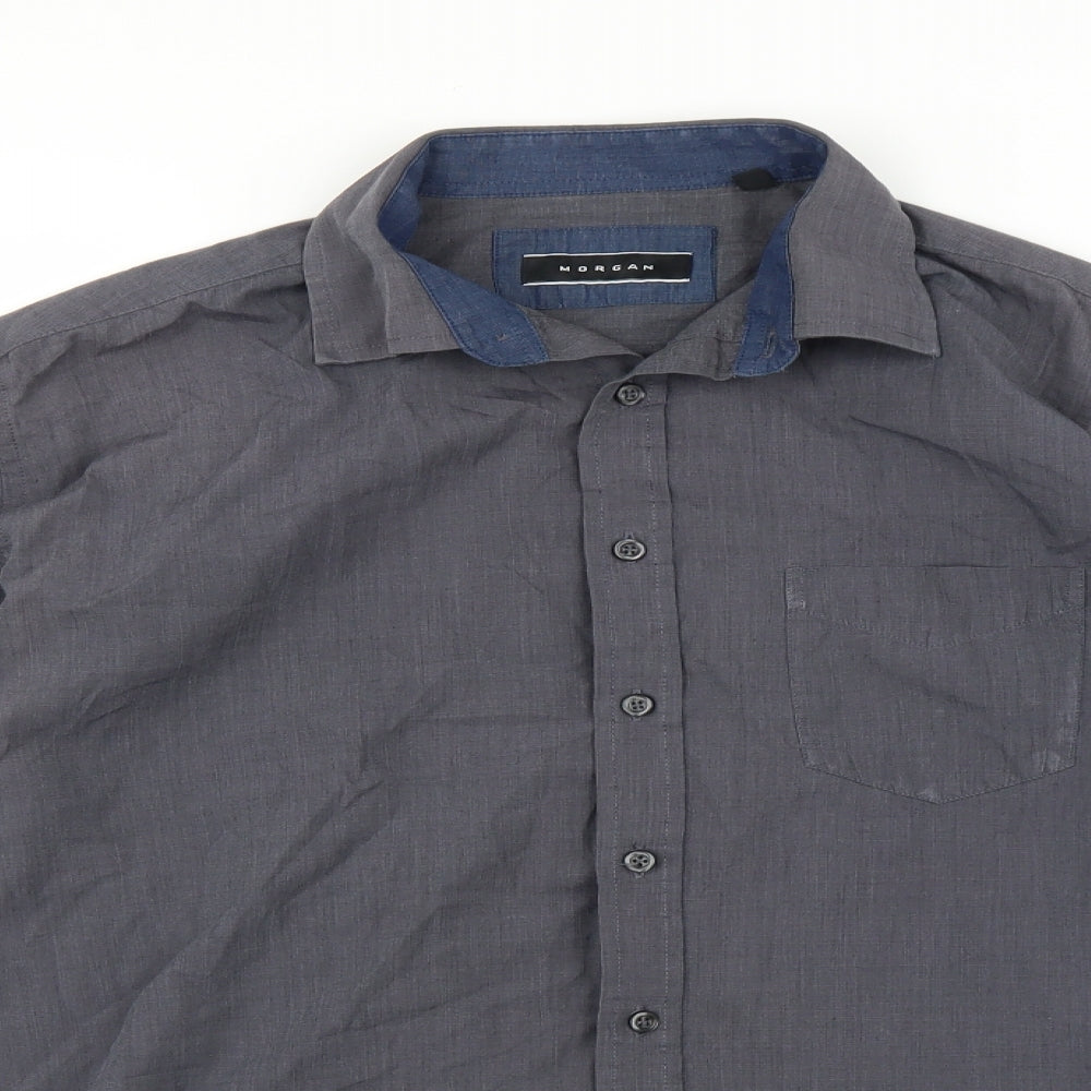 Morgan Mens Grey    Button-Up Size 15.5