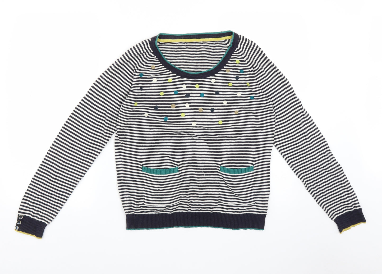 Per Una Womens Blue Striped  Pullover Jumper Size 14