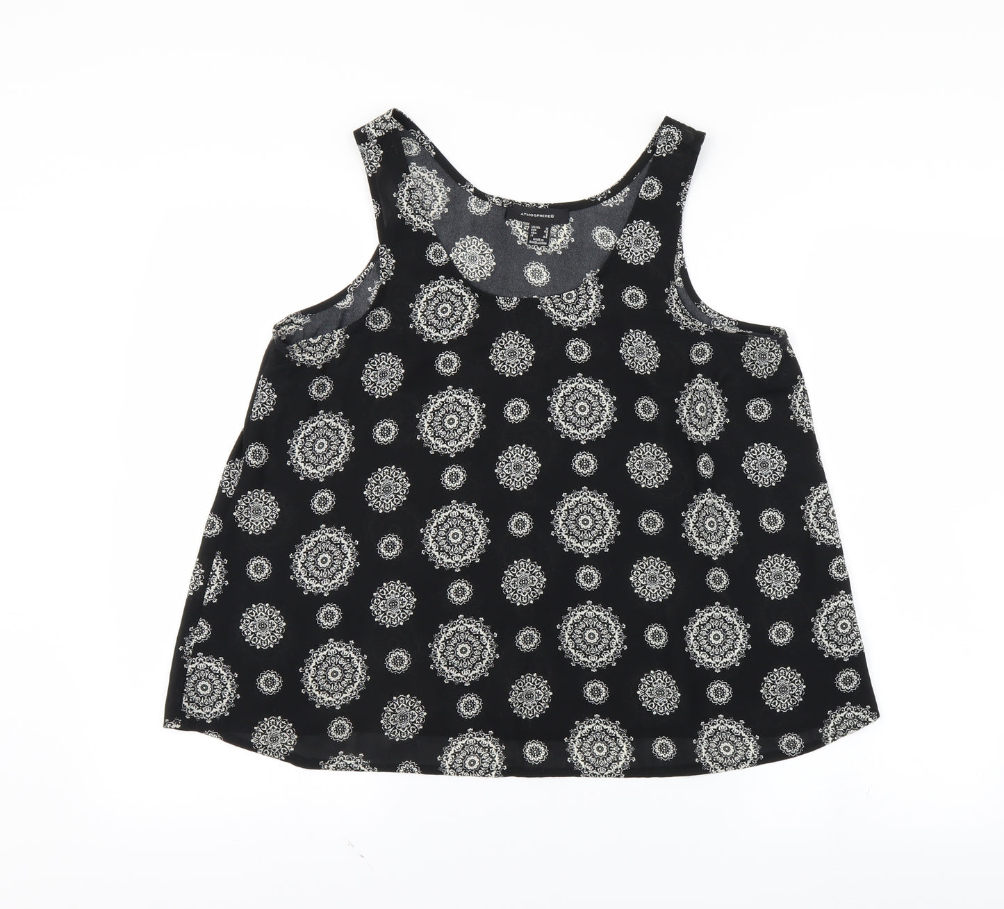 Atmosphere Womens Black Geometric  Basic Tank Size 12