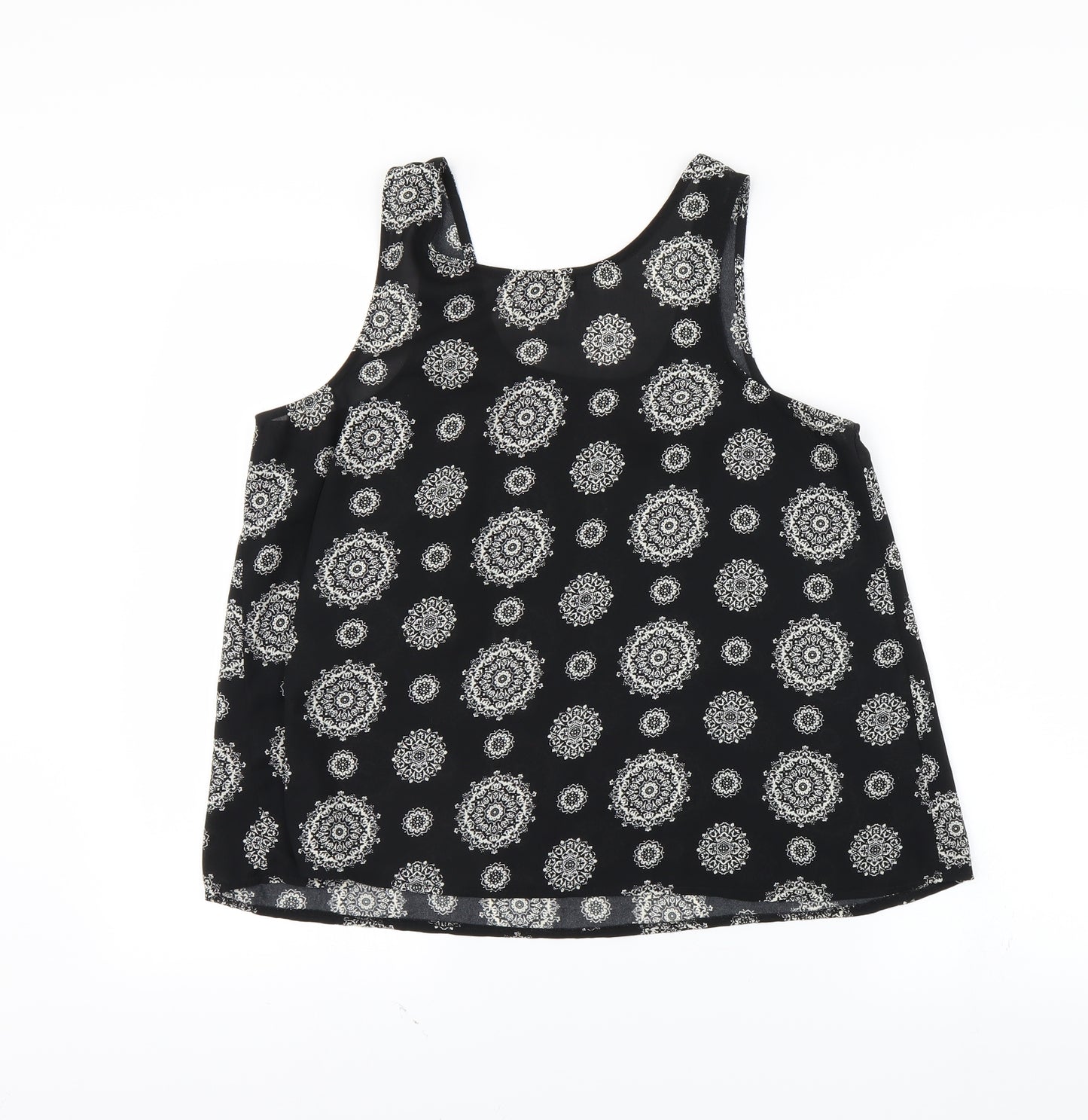 Atmosphere Womens Black Geometric  Basic Tank Size 12