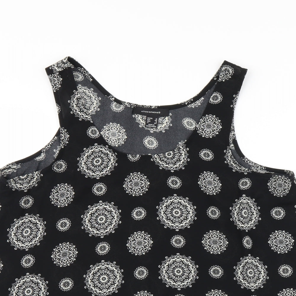 Atmosphere Womens Black Geometric  Basic Tank Size 12