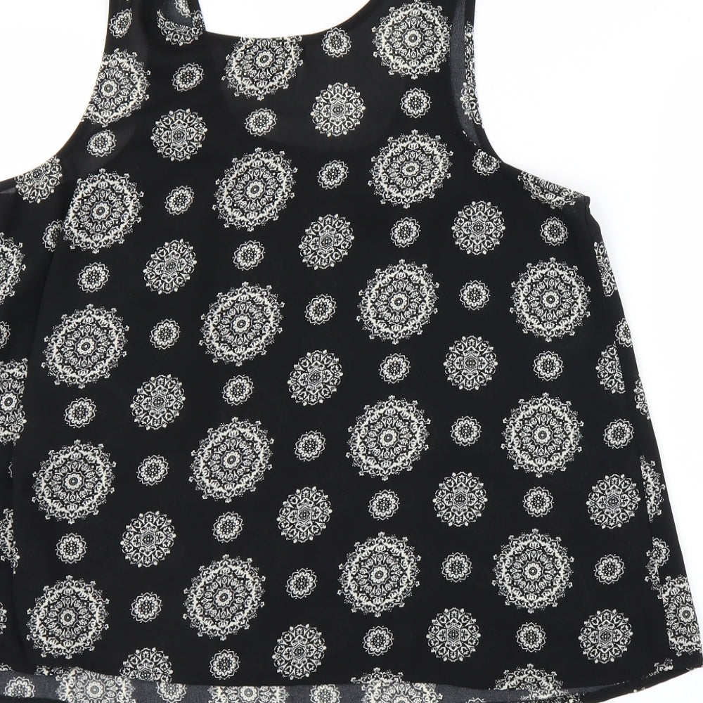 Atmosphere Womens Black Geometric  Basic Tank Size 12