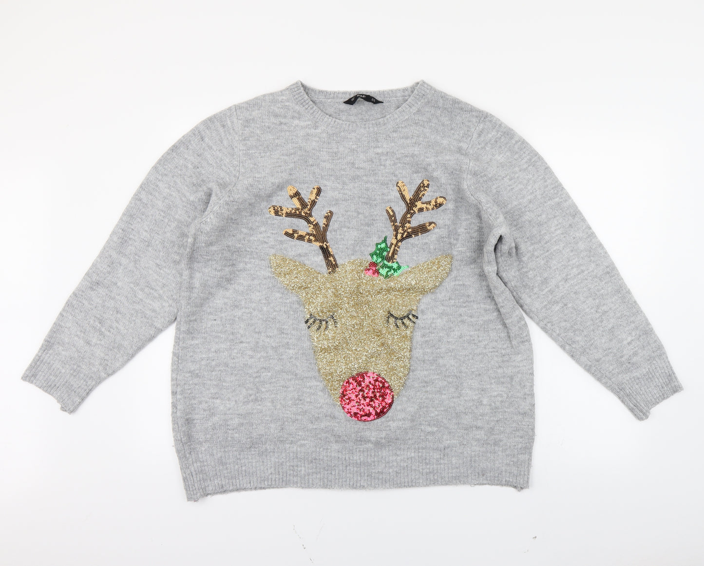 F&F Womens Grey   Pullover Jumper Size 20  - christmas