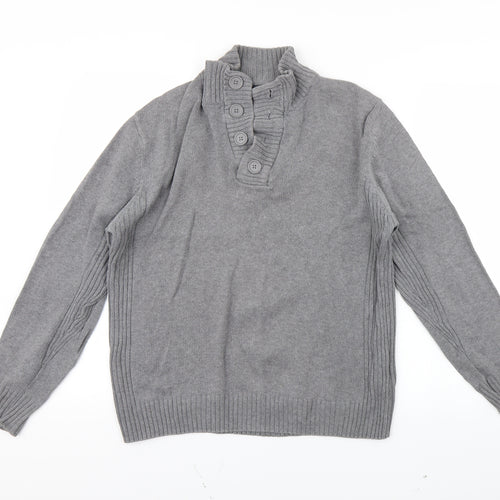 Easy Mens Grey   Henley Jumper Size M