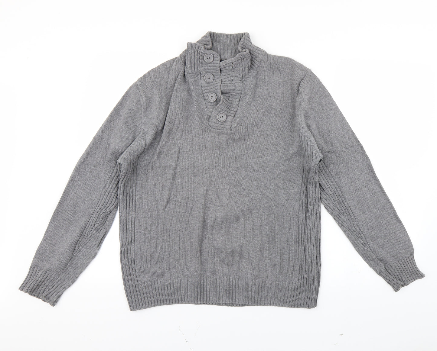Easy Mens Grey   Henley Jumper Size M