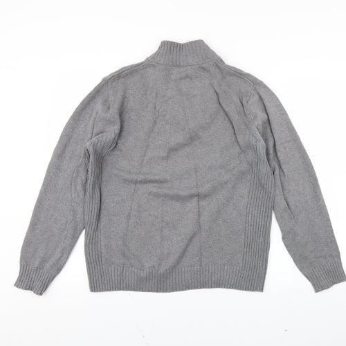 Easy Mens Grey   Henley Jumper Size M