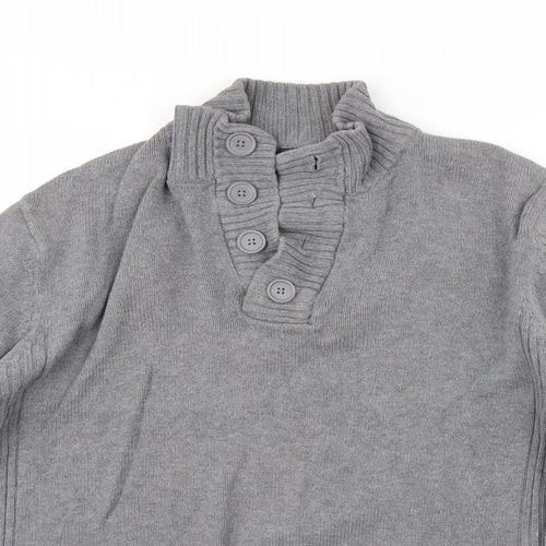 Easy Mens Grey   Henley Jumper Size M