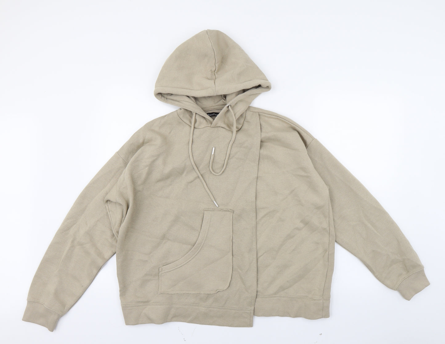 Boohoo Womens Beige   Wrap Hoodie Size L