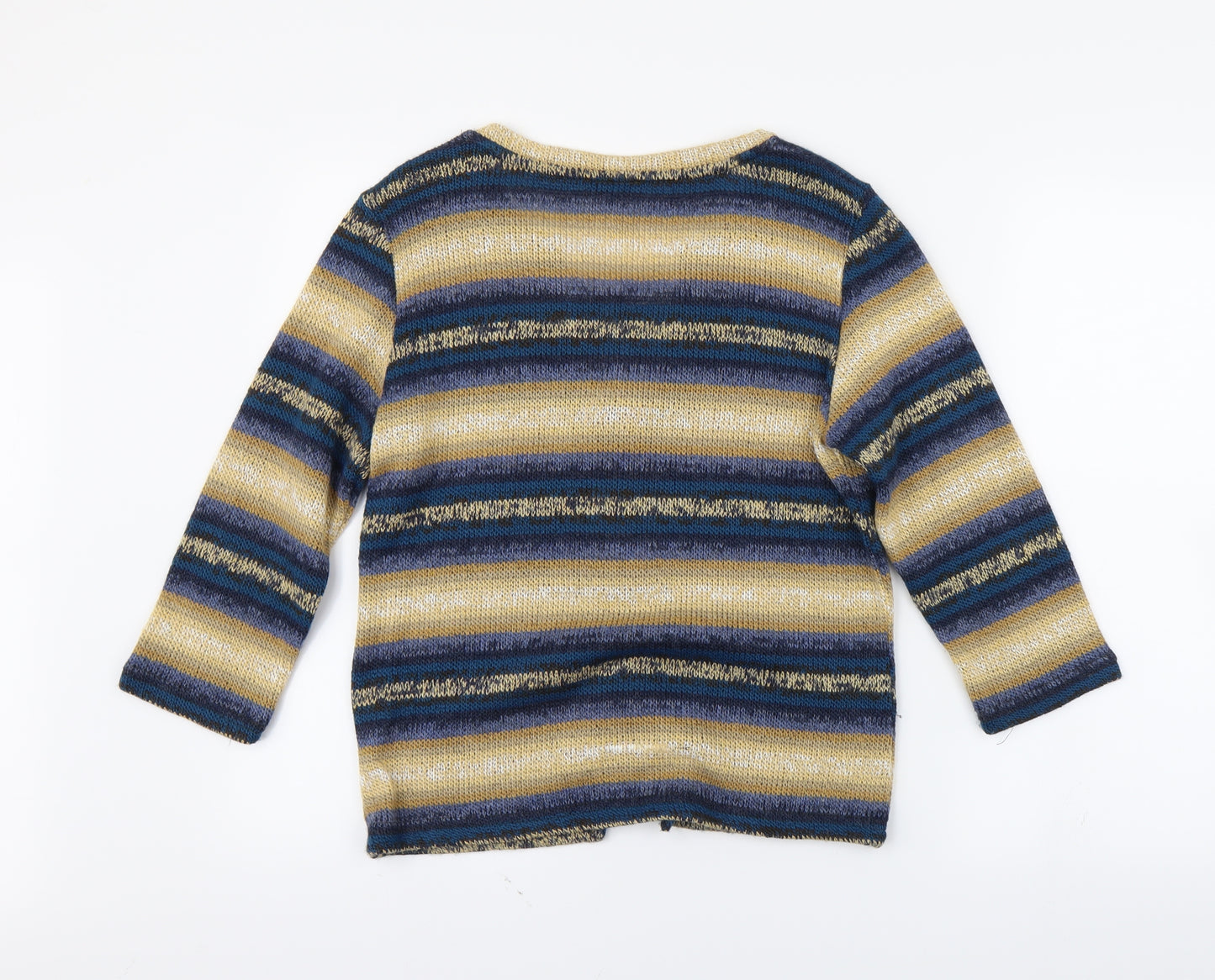 M&S Womens Blue Striped  Cardigan Jumper Size 16
