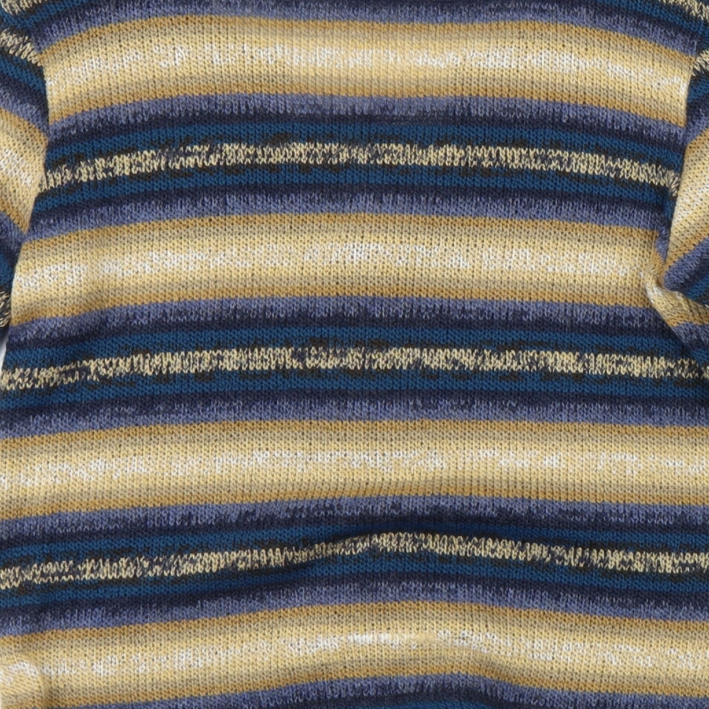 M&S Womens Blue Striped  Cardigan Jumper Size 16