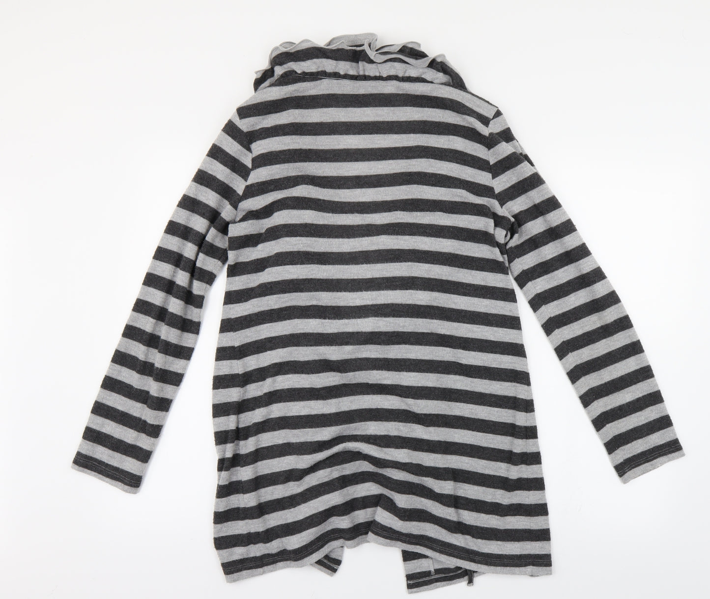 M&S Womens Grey Striped  Cardigan Jumper Size 14