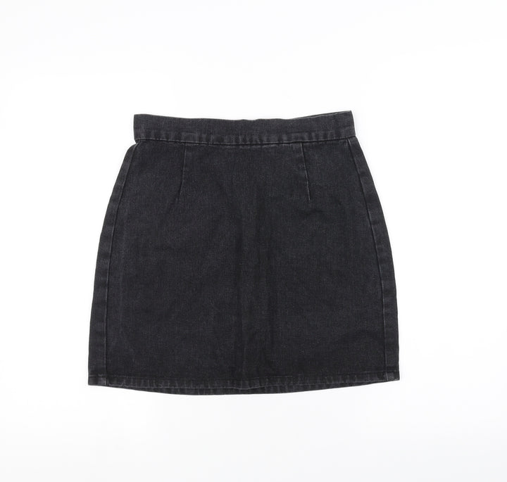 Denim & Co. Womens Black Denim A-Line Skirt Size 8