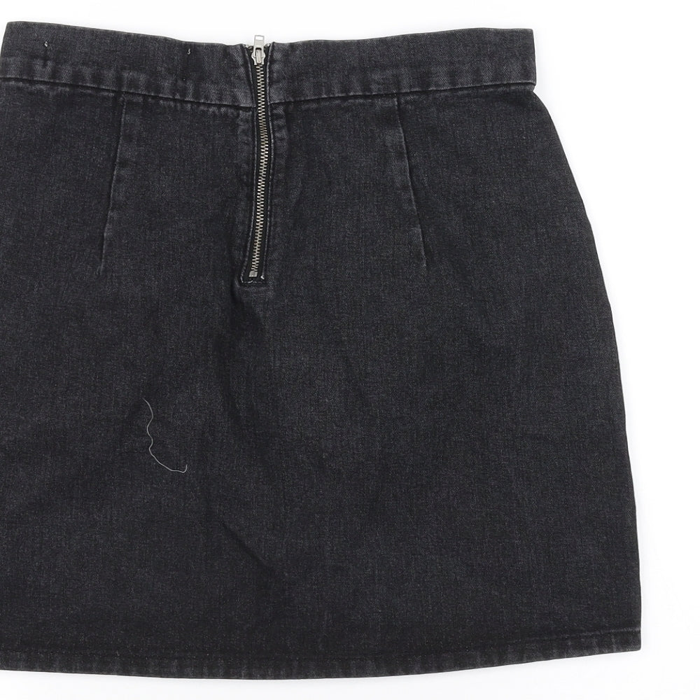 Denim & Co. Womens Black  Denim A-Line Skirt Size 8