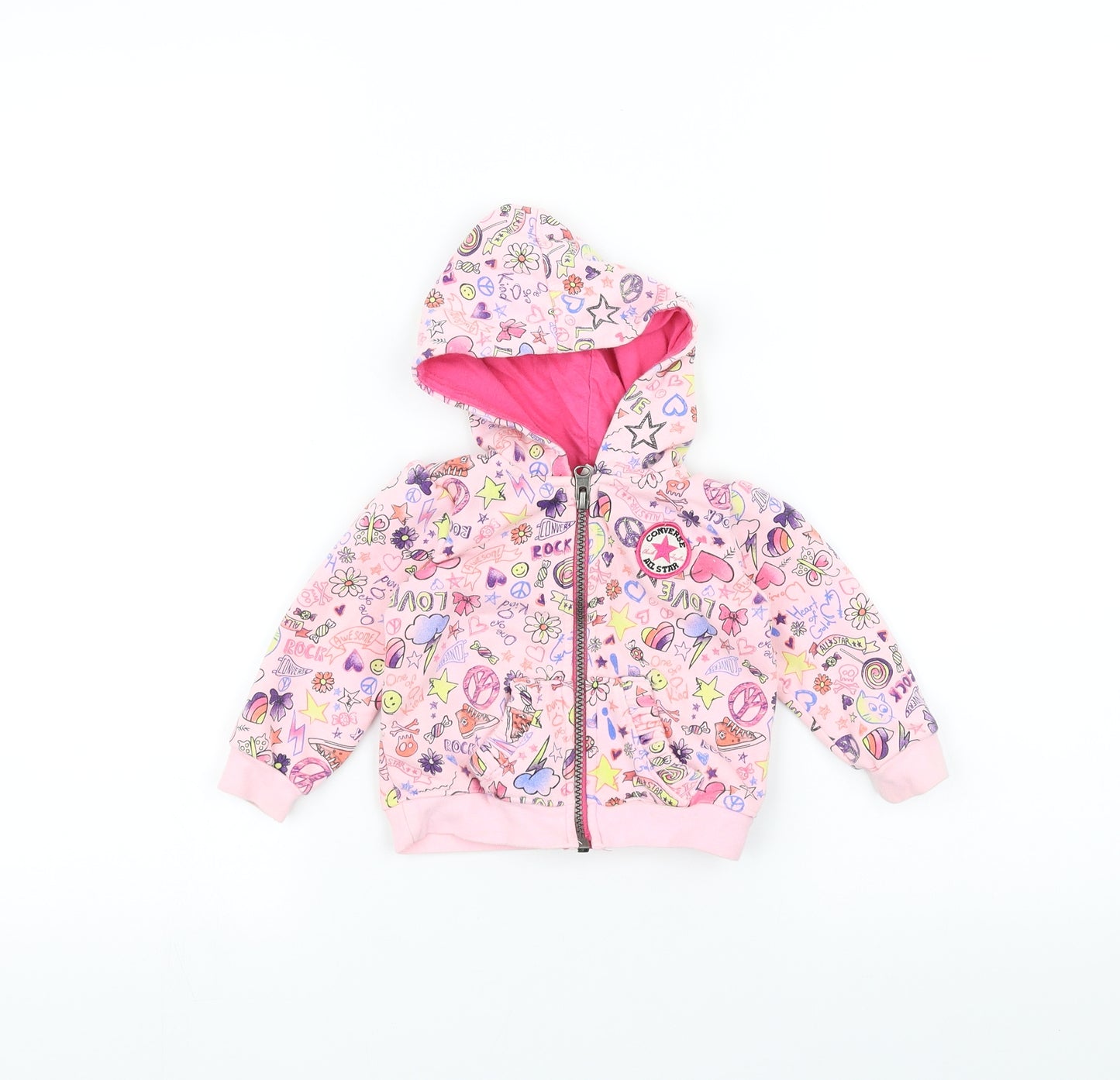 Converse Girls Pink   Full Zip Hoodie Size 6-7 Years