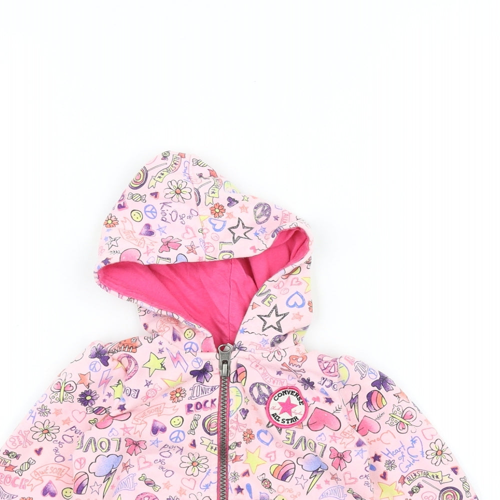 Converse Girls Pink   Full Zip Hoodie Size 6-7 Years