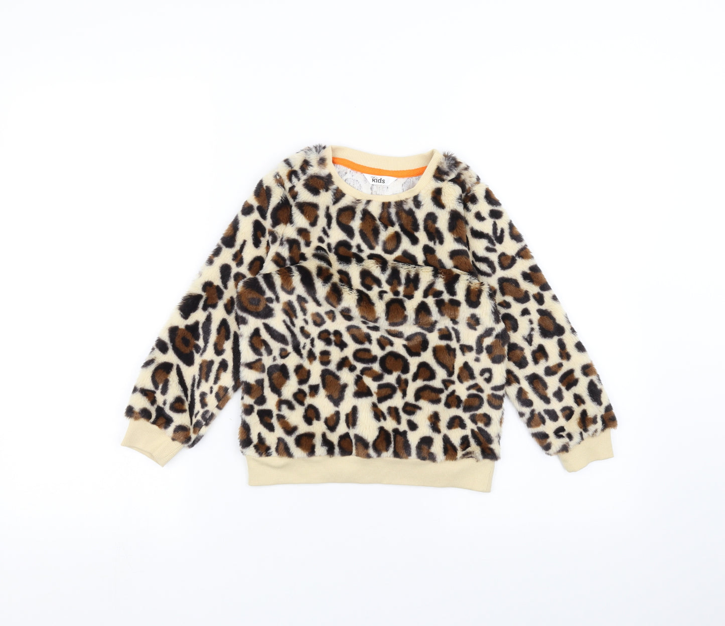 M&Co Girls White Animal Print  Pullover Jumper Size 5-6 Years